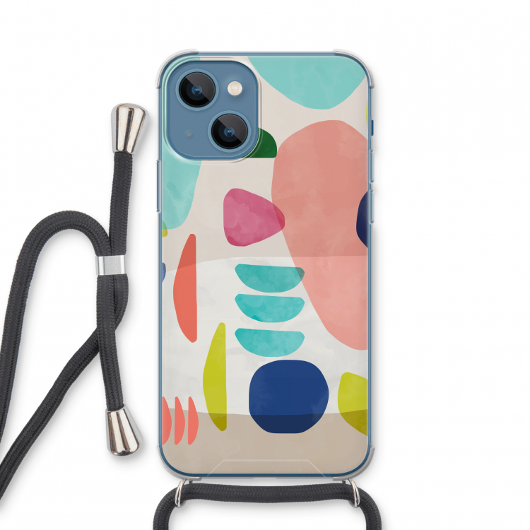Bold Rounded Shapes: iPhone 13 mini Transparant Hoesje met koord