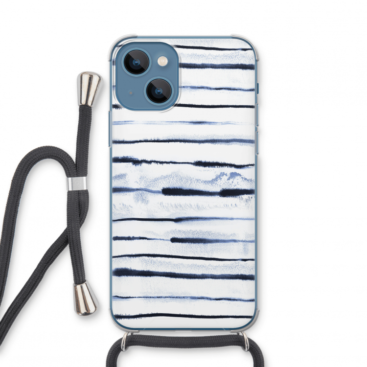 Ink Stripes: iPhone 13 mini Transparant Hoesje met koord