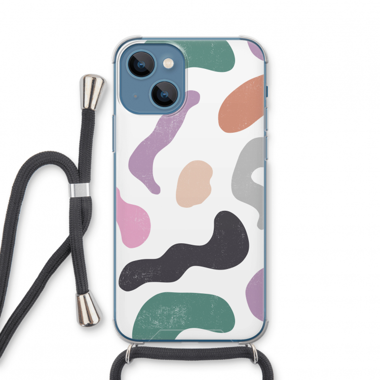 Memphis Shapes: iPhone 13 mini Transparant Hoesje met koord