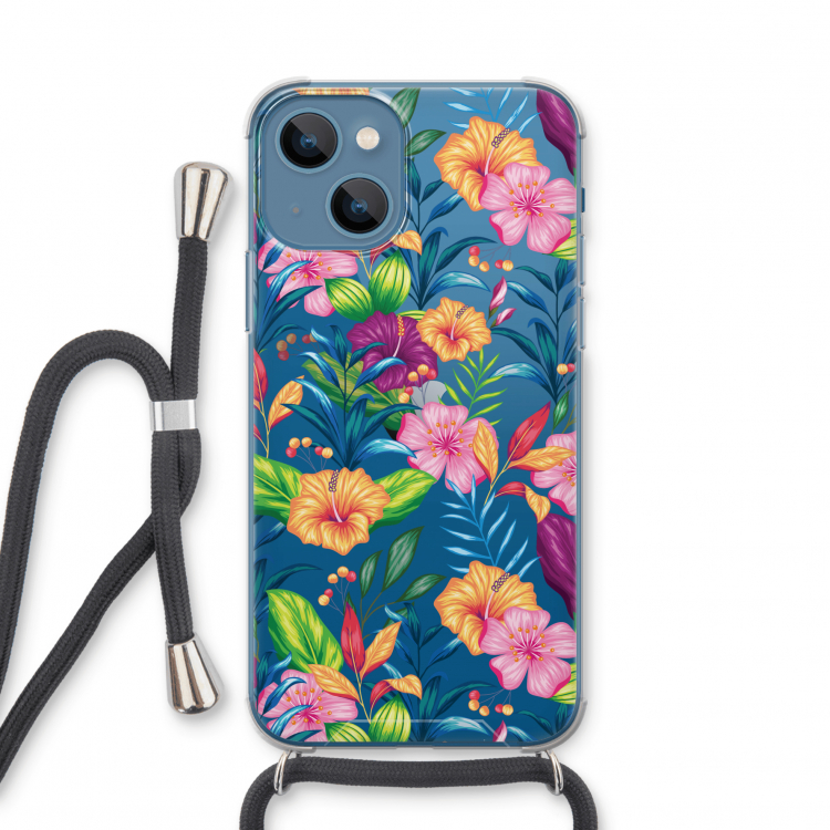Tropisch 2: iPhone 13 mini Transparant Hoesje met koord
