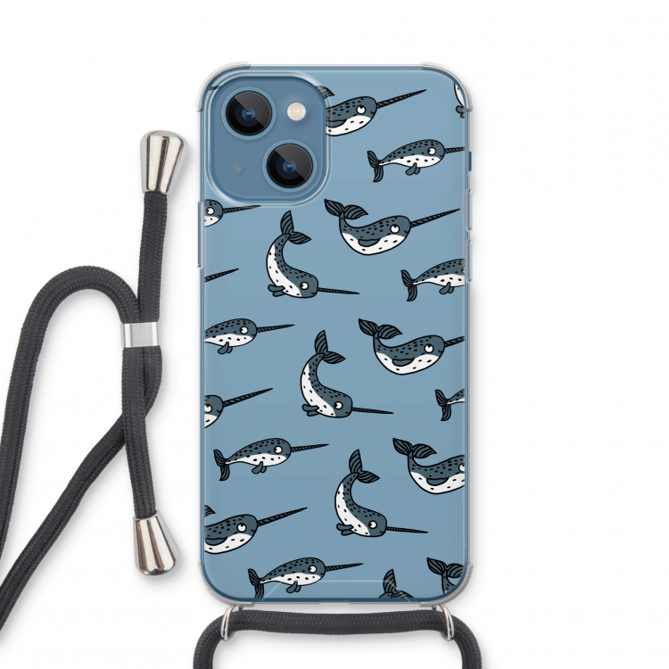 Narwhal: iPhone 13 mini Transparant Hoesje met koord
