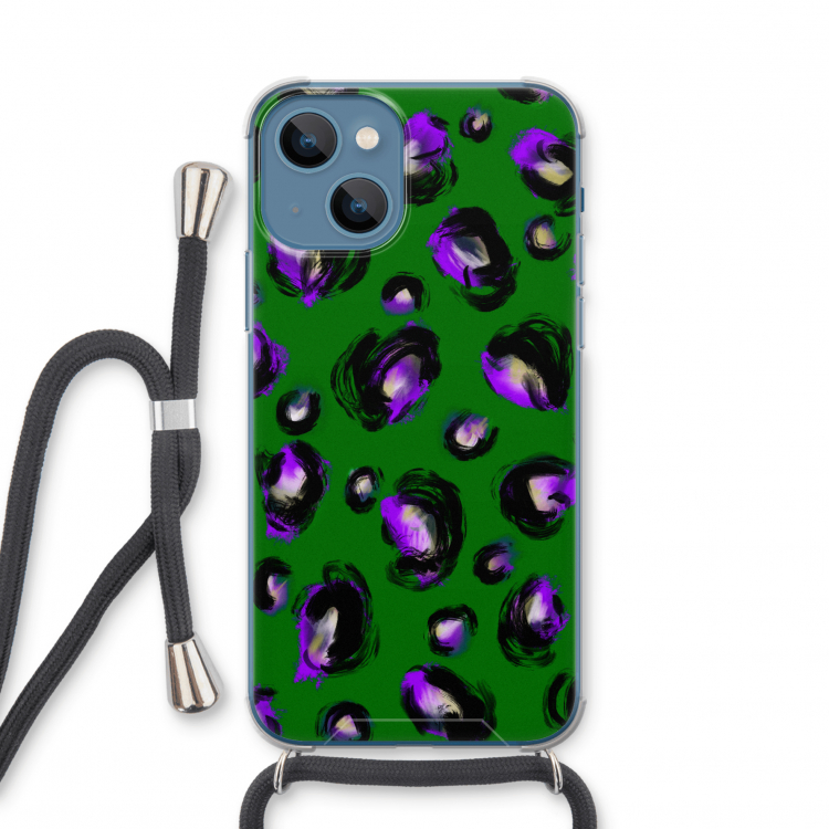 Green Cheetah: iPhone 13 mini Transparant Hoesje met koord