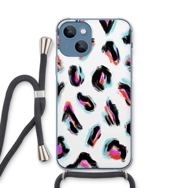 Cheetah color: iPhone 13 mini Transparant Hoesje met koord
