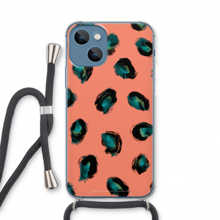 Pink Cheetah: iPhone 13 mini Transparant Hoesje met koord