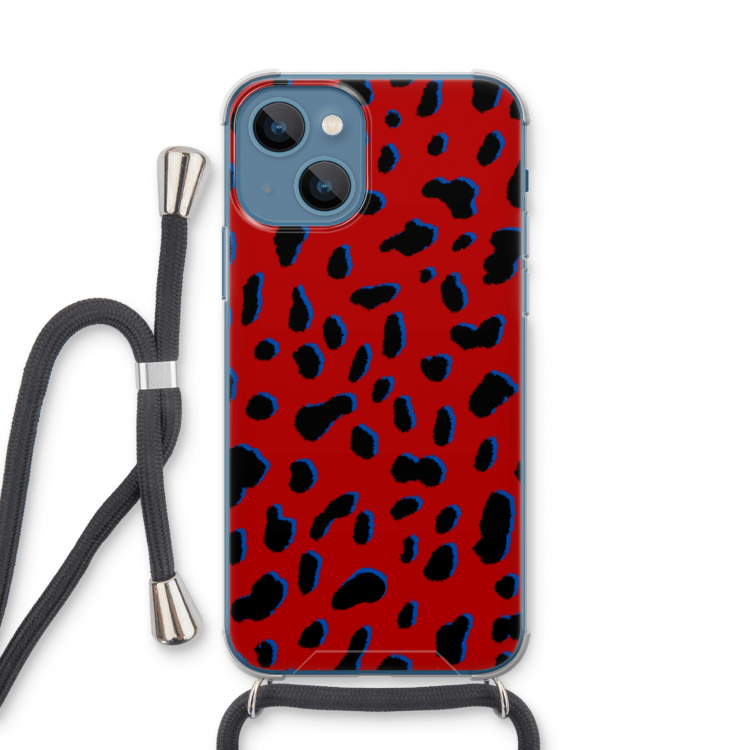 Red Leopard: iPhone 13 mini Transparant Hoesje met koord