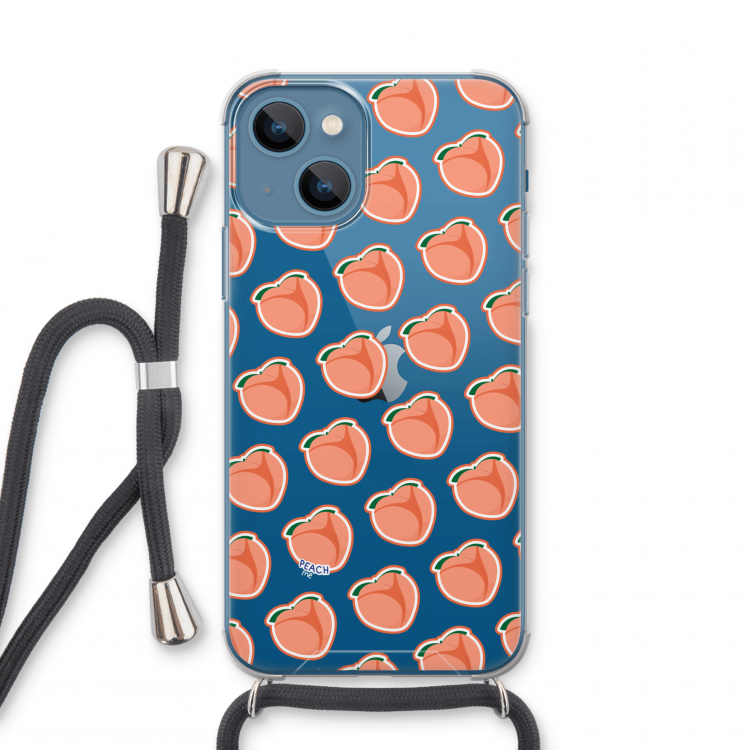 Just peachy: iPhone 13 mini Transparant Hoesje met koord
