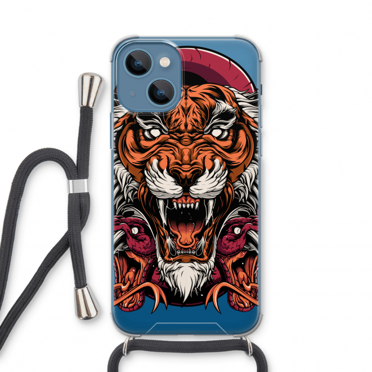 Tiger and Rattlesnakes: iPhone 13 mini Transparant Hoesje met koord