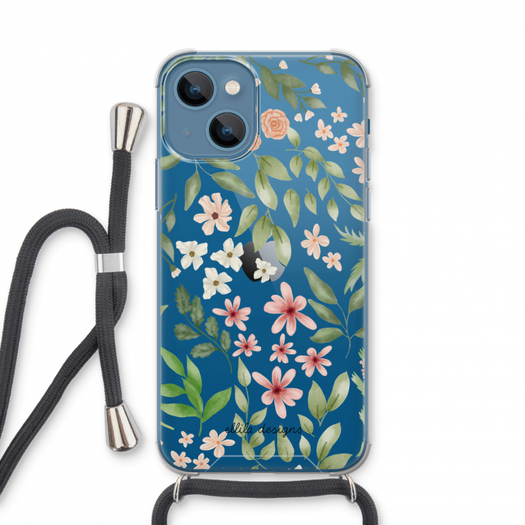 Botanical sweet flower heaven: iPhone 13 mini Transparant Hoesje met koord