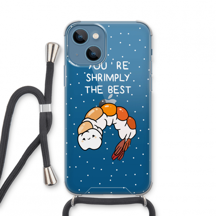You're Shrimply The Best: iPhone 13 mini Transparant Hoesje met koord