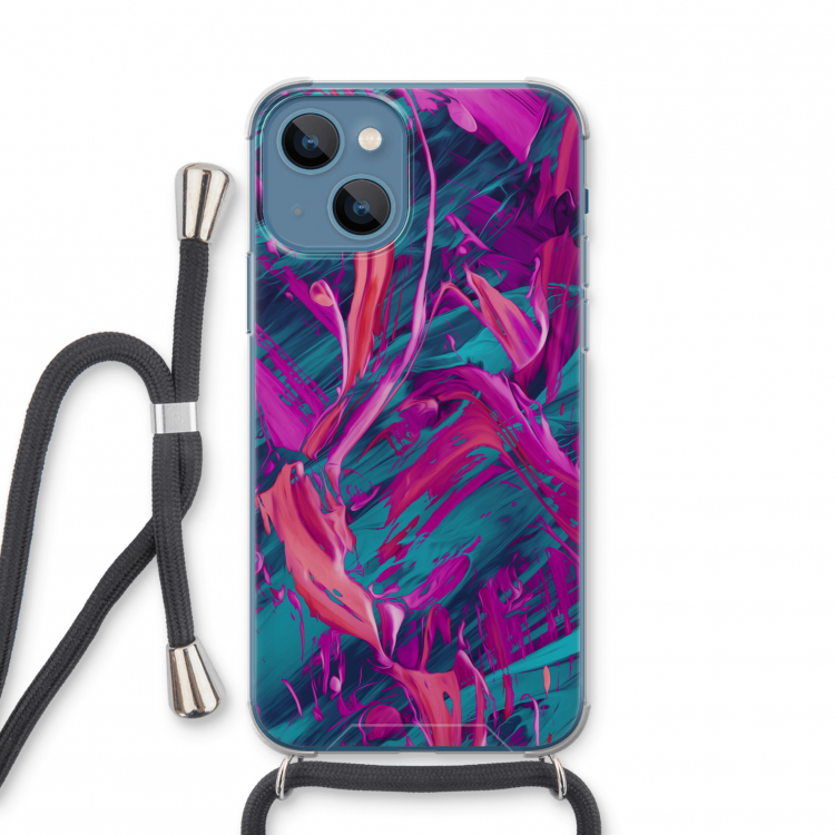 Pink Clouds: iPhone 13 mini Transparant Hoesje met koord