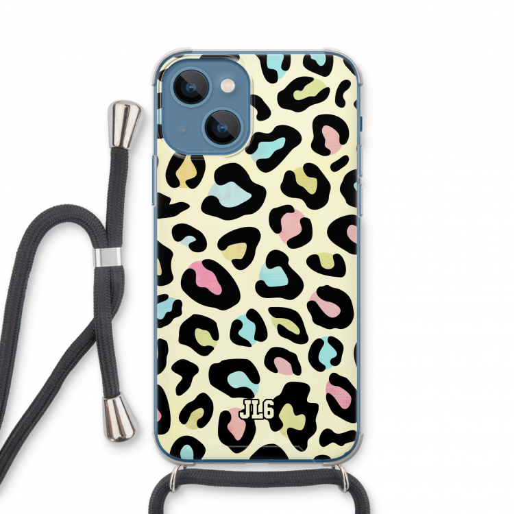 Leopard pattern: iPhone 13 mini Transparant Hoesje met koord
