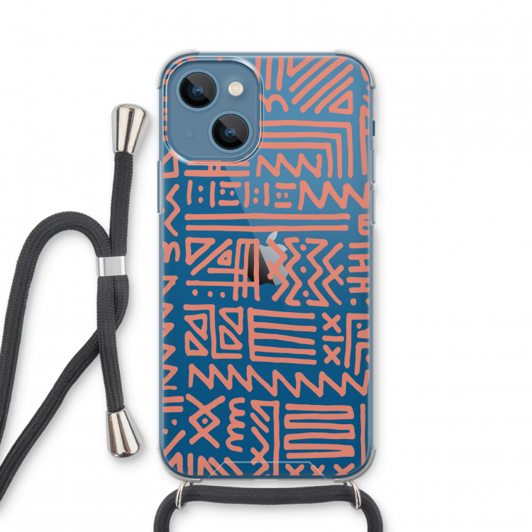 Marrakech Pink: iPhone 13 mini Transparant Hoesje met koord