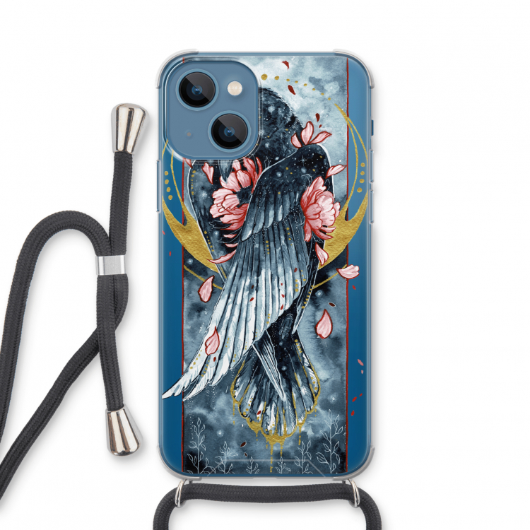 Golden Raven: iPhone 13 mini Transparant Hoesje met koord