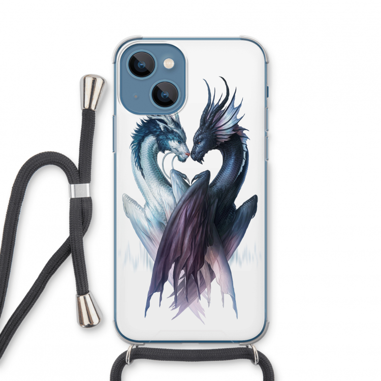 Yin Yang Dragons: iPhone 13 mini Transparant Hoesje met koord