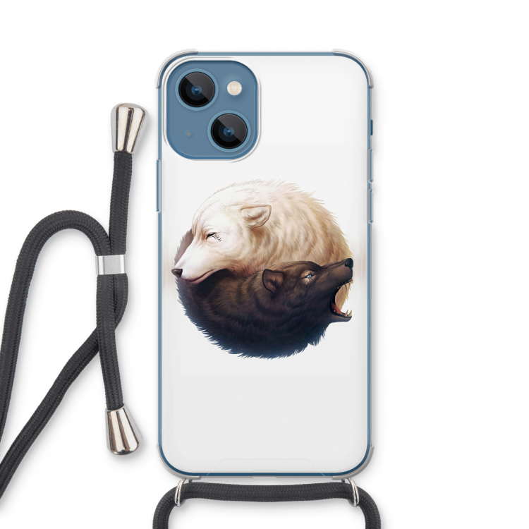Yin Yang Wolves: iPhone 13 mini Transparant Hoesje met koord