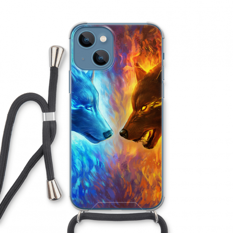 Fire & Ice: iPhone 13 mini Transparant Hoesje met koord