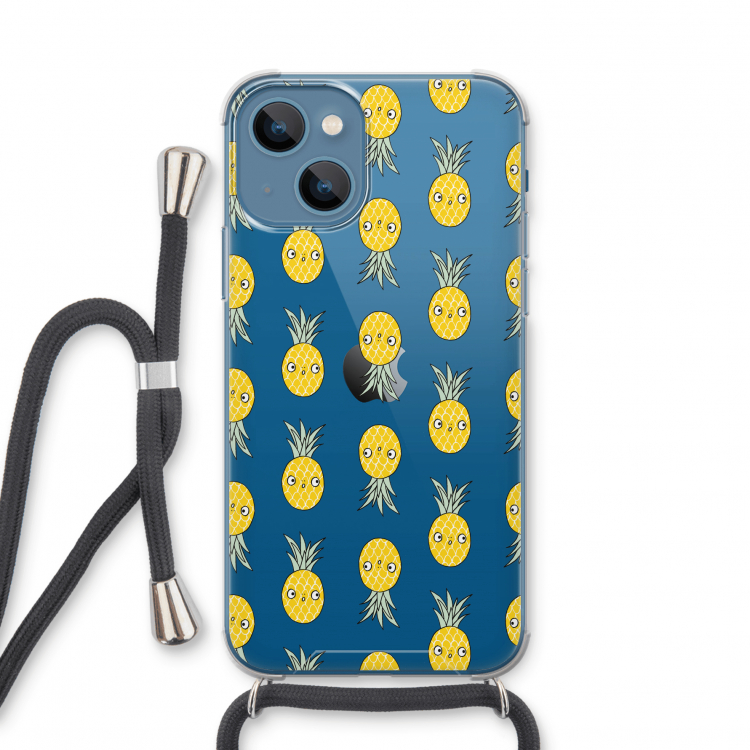 Ananas: iPhone 13 mini Transparant Hoesje met koord