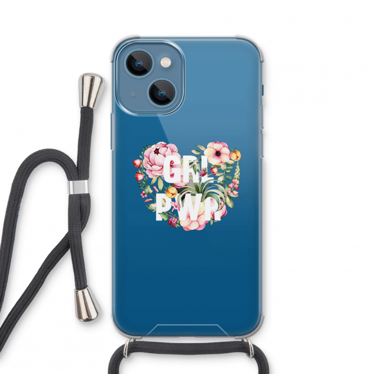 GRL PWR Flower: iPhone 13 mini Transparant Hoesje met koord