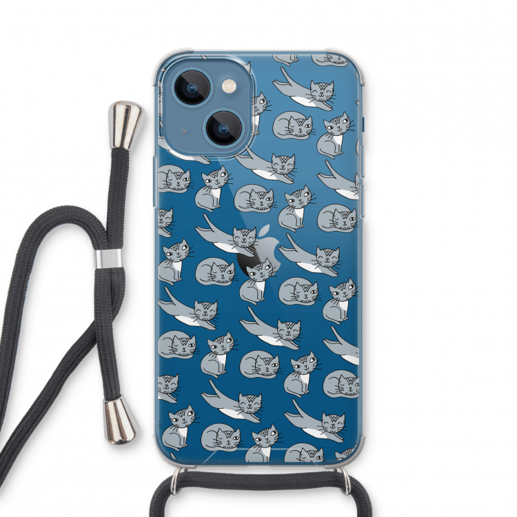 Poezen: iPhone 13 mini Transparant Hoesje met koord