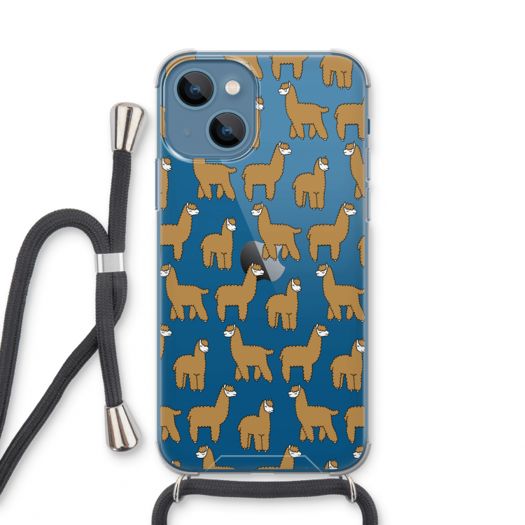 Alpacas: iPhone 13 mini Transparant Hoesje met koord