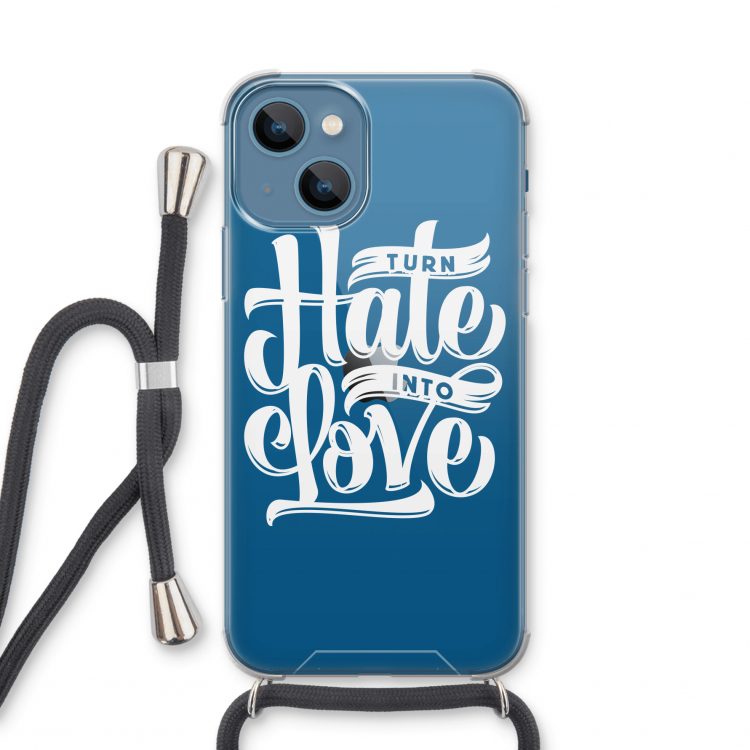 Turn hate into love: iPhone 13 mini Transparant Hoesje met koord