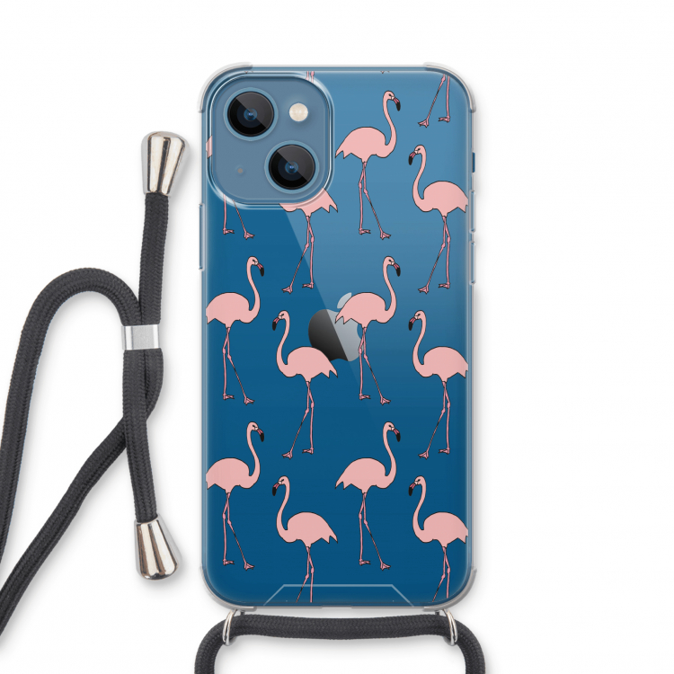 Anything Flamingoes: iPhone 13 mini Transparant Hoesje met koord