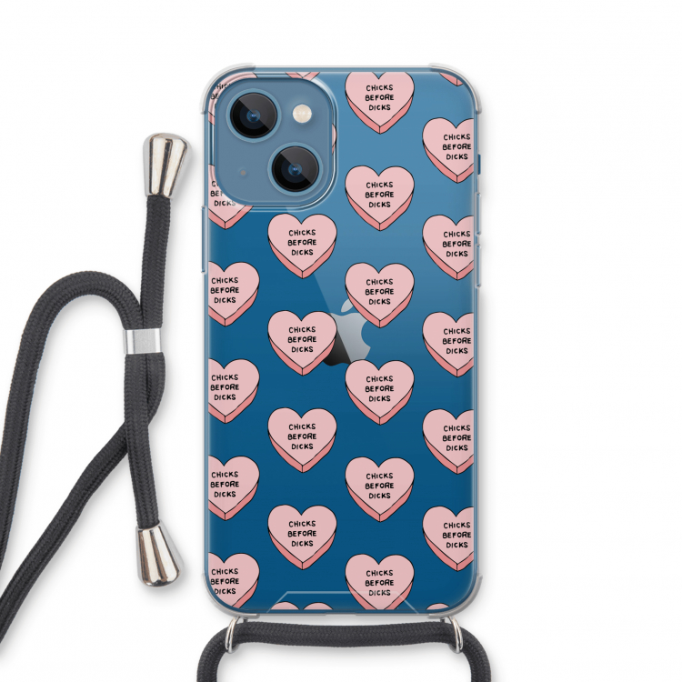 Chicks before dicks: iPhone 13 mini Transparant Hoesje met koord
