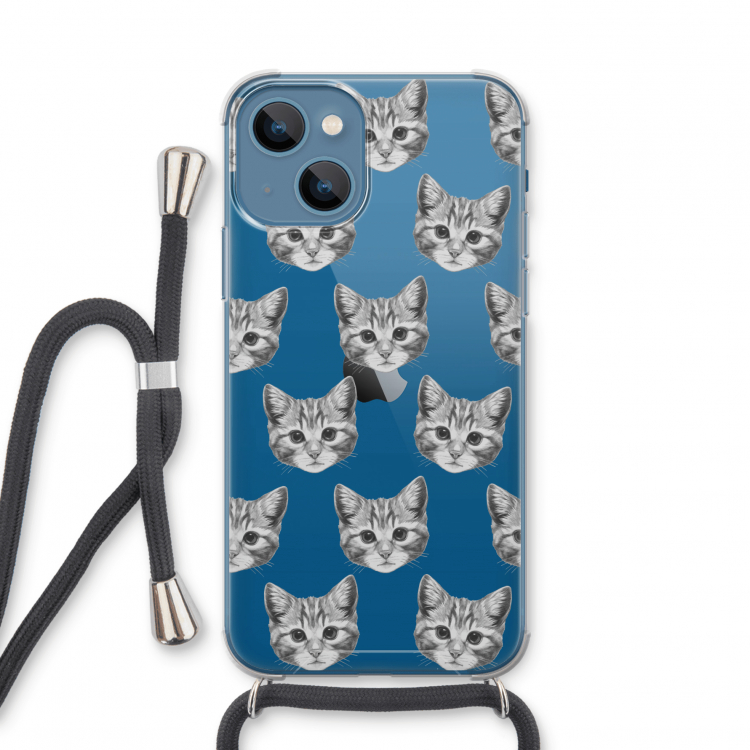 Kitten: iPhone 13 mini Transparant Hoesje met koord