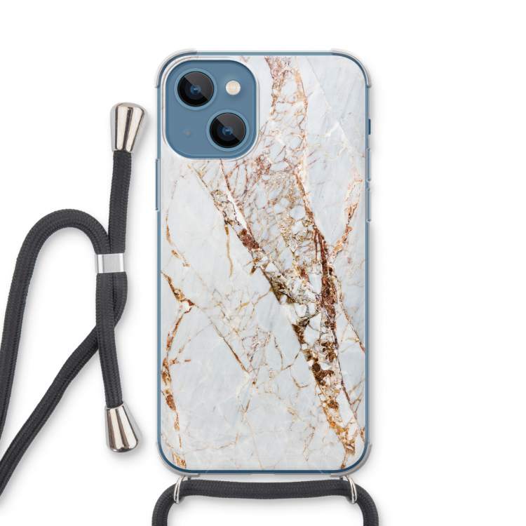 Goud marmer: iPhone 13 mini Transparant Hoesje met koord