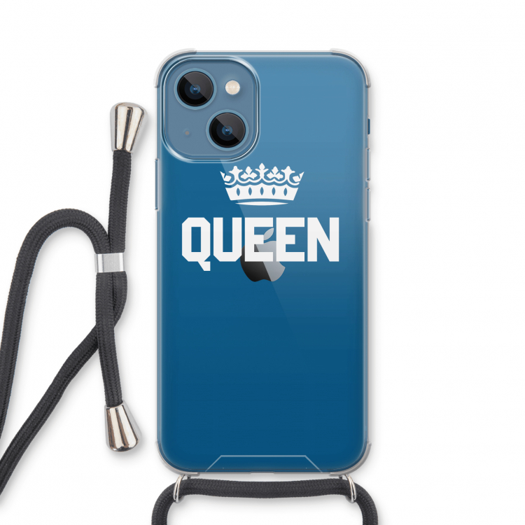 Queen zwart: iPhone 13 mini Transparant Hoesje met koord