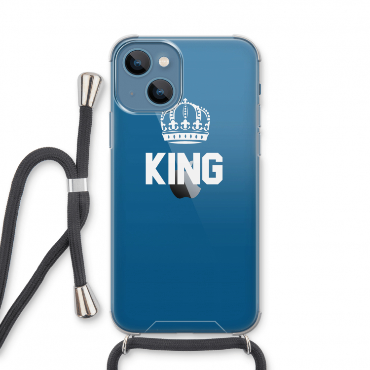 King zwart: iPhone 13 mini Transparant Hoesje met koord
