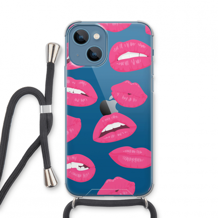 Bite my lip: iPhone 13 mini Transparant Hoesje met koord