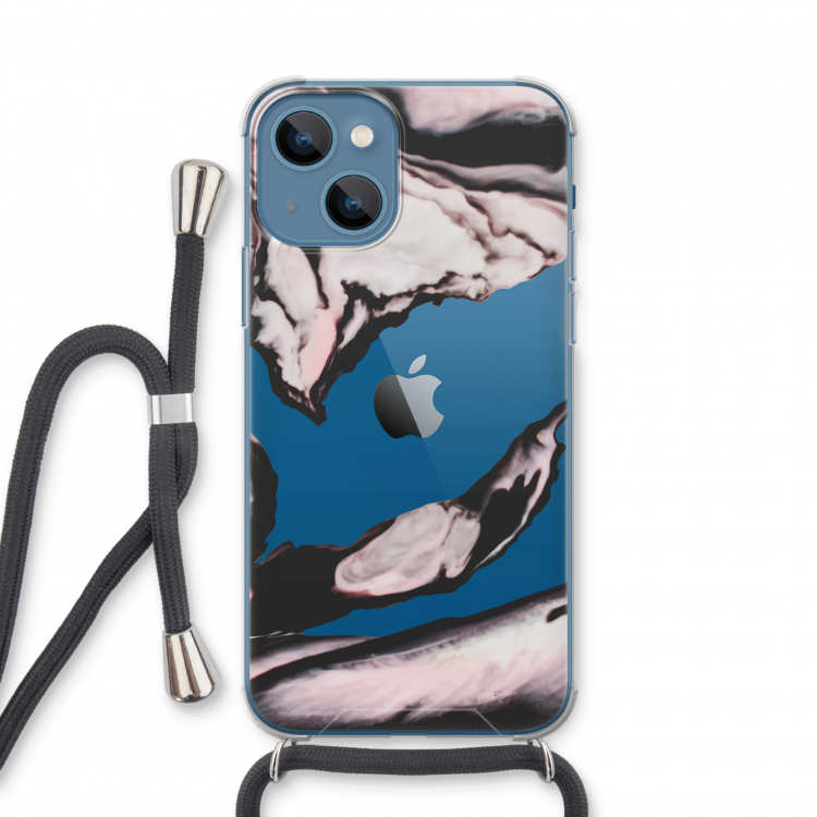 Roze stroom: iPhone 13 mini Transparant Hoesje met koord