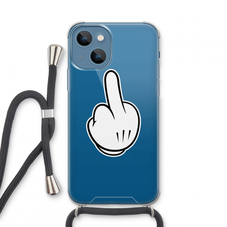Middle finger white: iPhone 13 mini Transparant Hoesje met koord