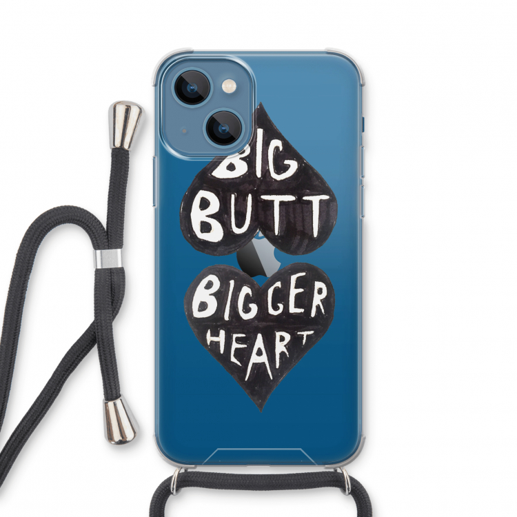 Big butt bigger heart: iPhone 13 mini Transparant Hoesje met koord