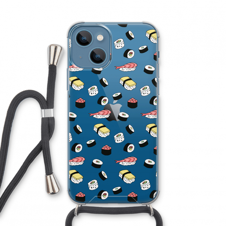 Sushi time: iPhone 13 mini Transparant Hoesje met koord