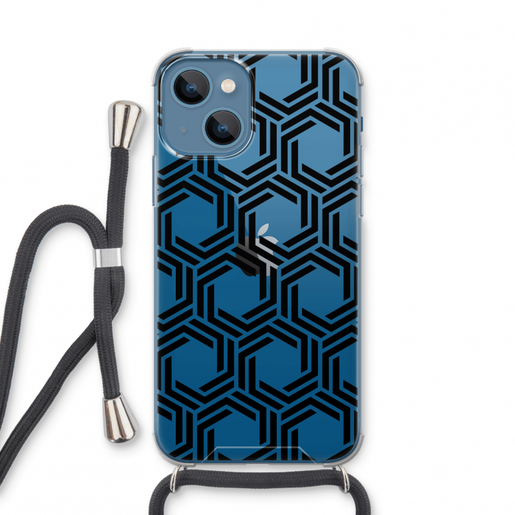 Geometrisch patroon: iPhone 13 mini Transparant Hoesje met koord