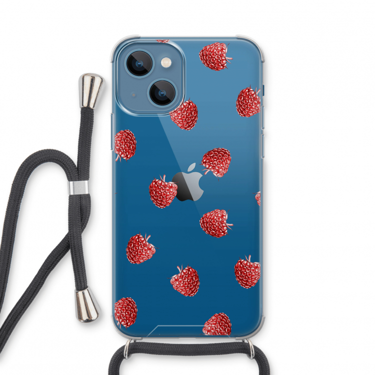 Framboosjes: iPhone 13 mini Transparant Hoesje met koord