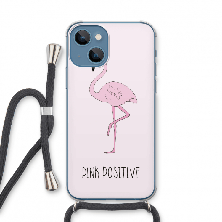 Pink positive: iPhone 13 mini Transparant Hoesje met koord