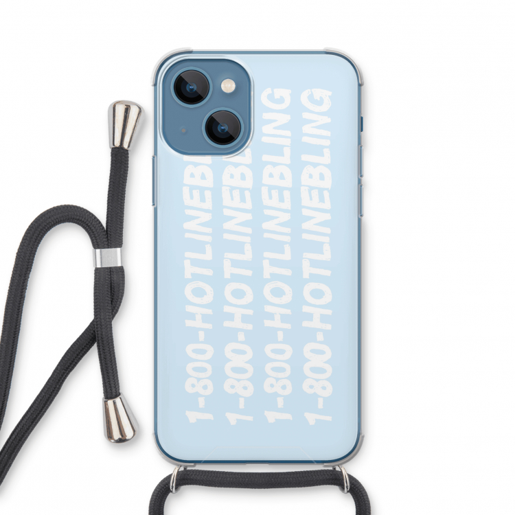 Hotline bling blue: iPhone 13 mini Transparant Hoesje met koord