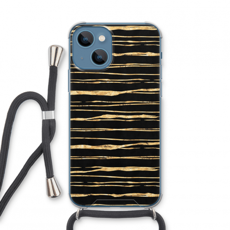 Gouden strepen: iPhone 13 mini Transparant Hoesje met koord