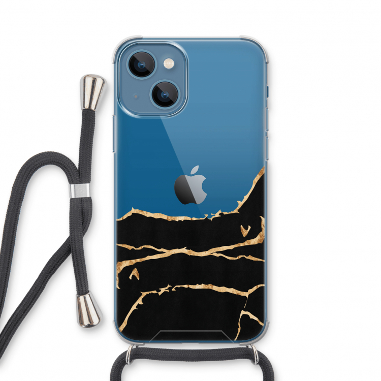 Gouden marmer: iPhone 13 mini Transparant Hoesje met koord