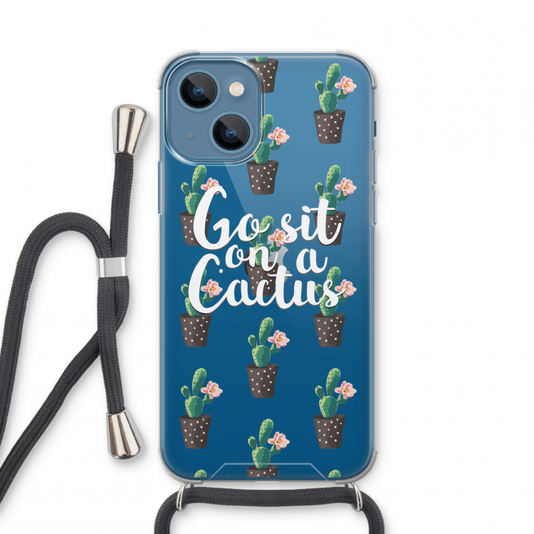 Cactus quote: iPhone 13 mini Transparant Hoesje met koord