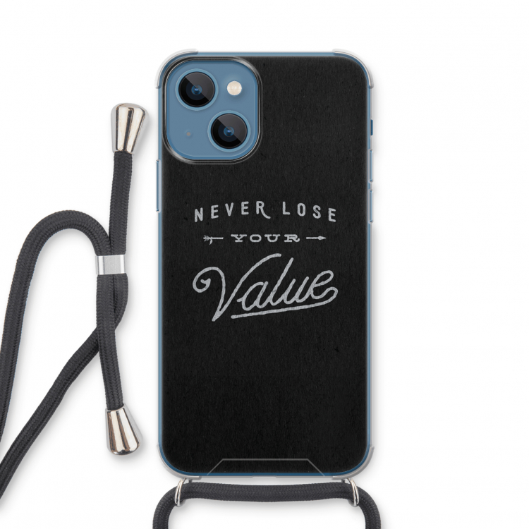 Never lose your value: iPhone 13 mini Transparant Hoesje met koord