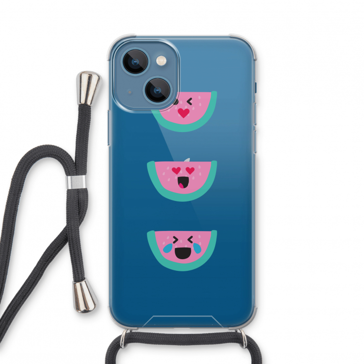 Smiley watermeloen: iPhone 13 mini Transparant Hoesje met koord