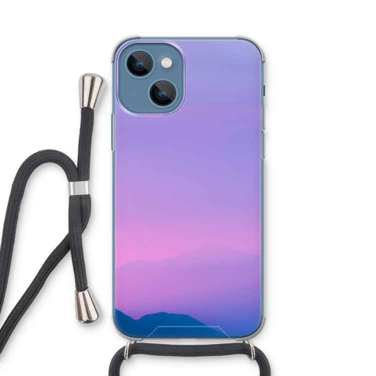Sunset pastel: iPhone 13 mini Transparant Hoesje met koord