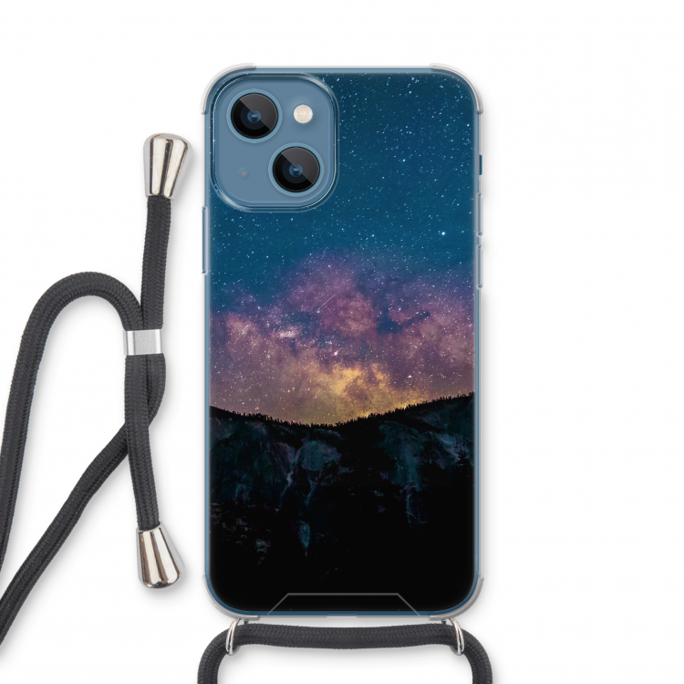 Travel to space: iPhone 13 mini Transparant Hoesje met koord