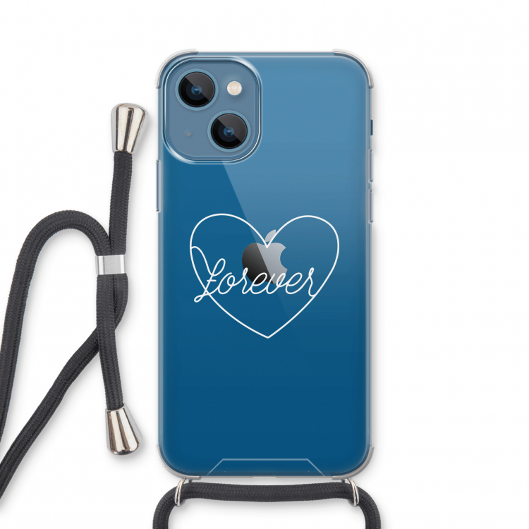Forever heart pastel: iPhone 13 mini Transparant Hoesje met koord
