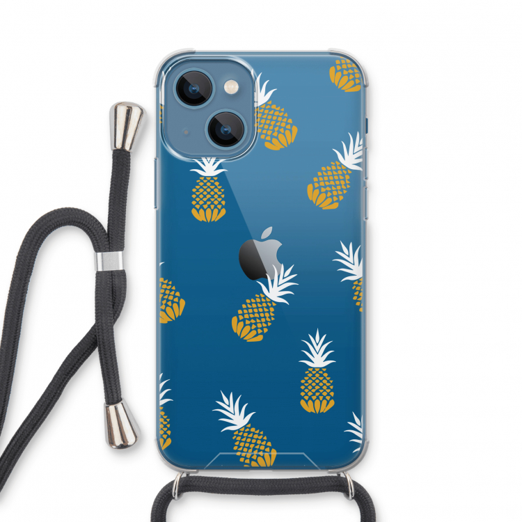 Ananasjes: iPhone 13 mini Transparant Hoesje met koord