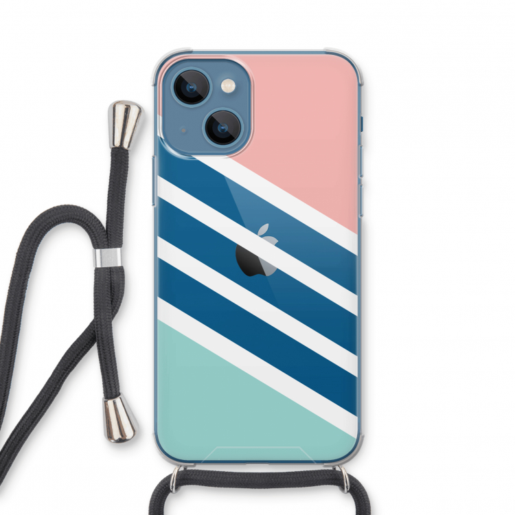 Strepen pastel: iPhone 13 mini Transparant Hoesje met koord